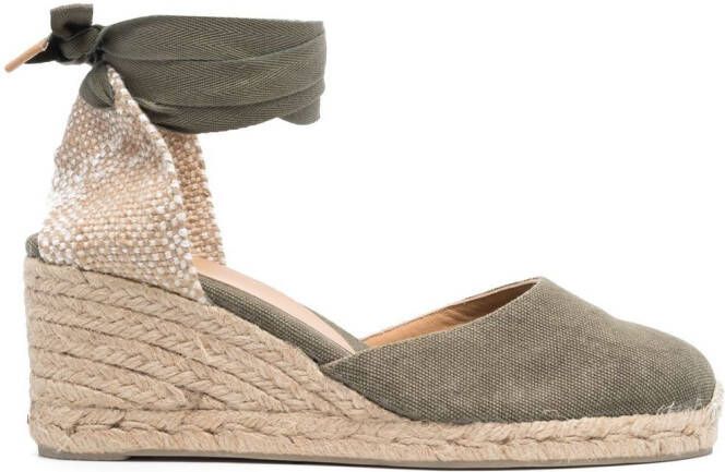 Castañer Espadrilles met leren hak Groen