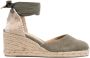 Castañer Espadrilles met leren hak Groen - Thumbnail 1