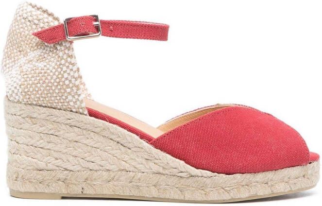Castañer Espadrilles met leren hak Rood