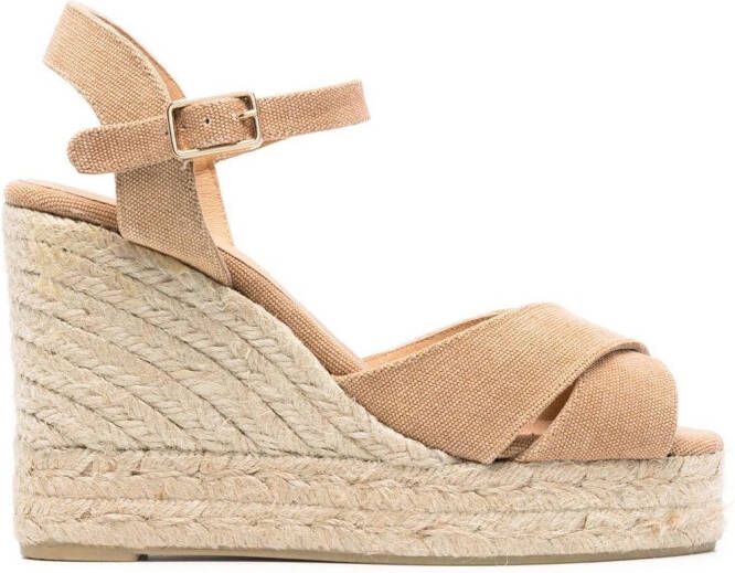 Castañer 110 mm Blaudell espadrilles met sleehak Bruin