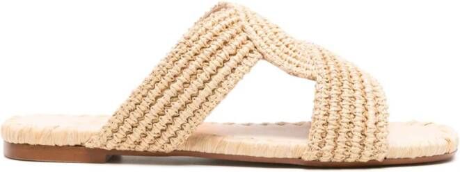 Castañer Prado raffia slippers Beige