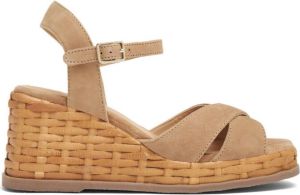 Castañer Thea Wicker sandalen met sleehak Bruin