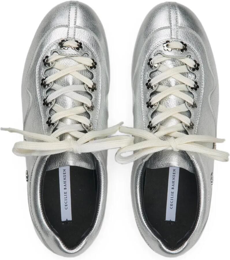 Cecilie Bahnsen CBBlaise leren sneakers verfraaid met bloemen Zilver