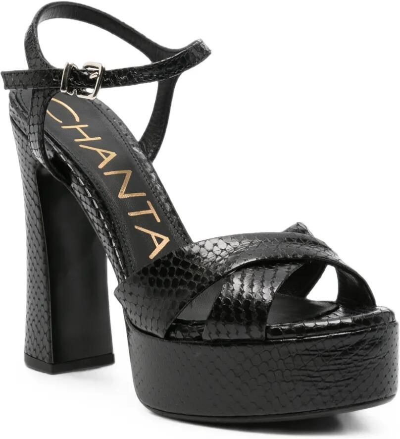 Chantal Pitone sandalen met slangen-effect en hak Zwart - Foto 2