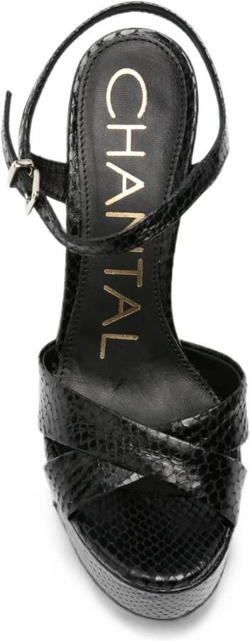 Chantal Pitone sandalen met slangen-effect en hak Zwart - Foto 4