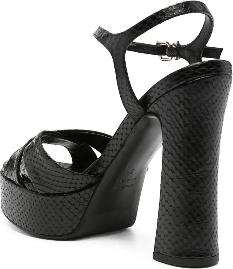 Chantal Pitone sandalen met slangen-effect en hak Zwart - Foto 3