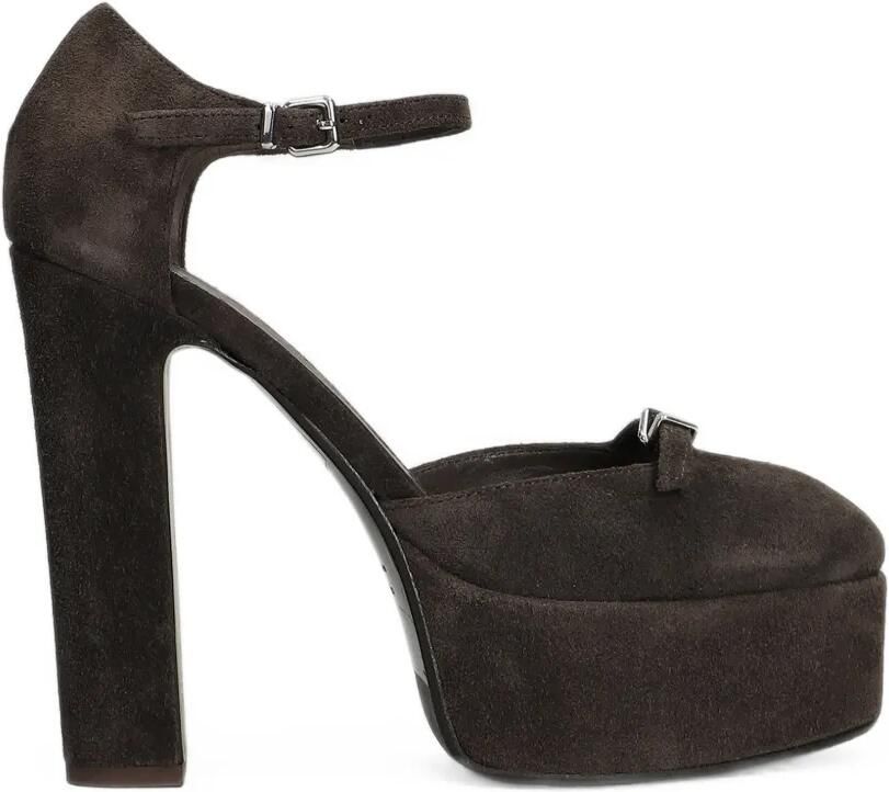 Chantal Pumps met plateauzool en gespdetail Bruin