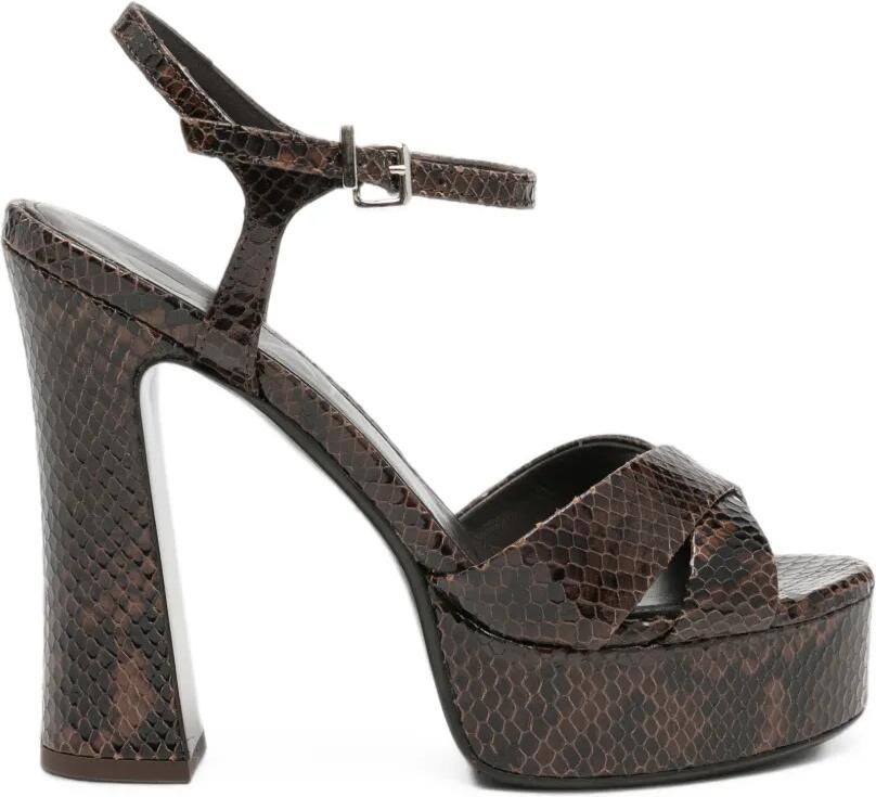 Chantal Sandalen met slangenleer-effect Bruin