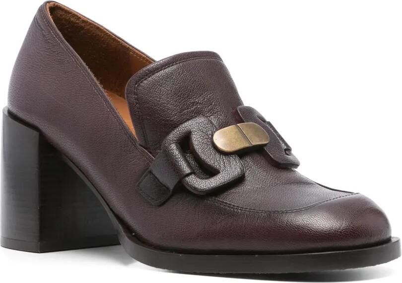 Chie Mihara 75mm leren muiltjes met blokhak Rood