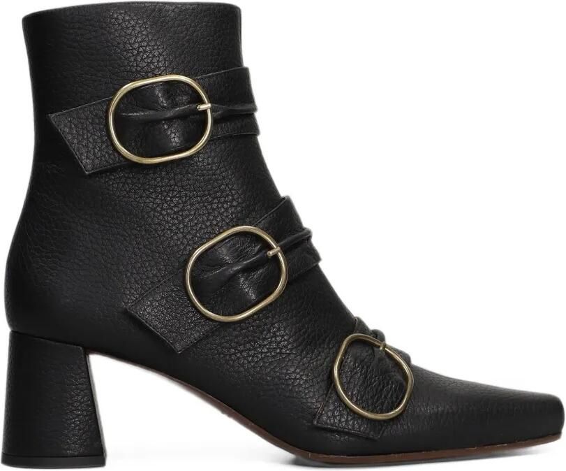 Chie Mihara Adila triple-buckle grained-leather ankle boots Zwart