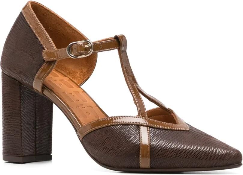 Chie Mihara Awear pumps met hagedissen-effect en T-bandje Bruin - Foto 3
