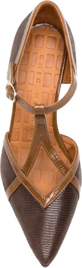 Chie Mihara Awear pumps met hagedissen-effect en T-bandje Bruin - Foto 4