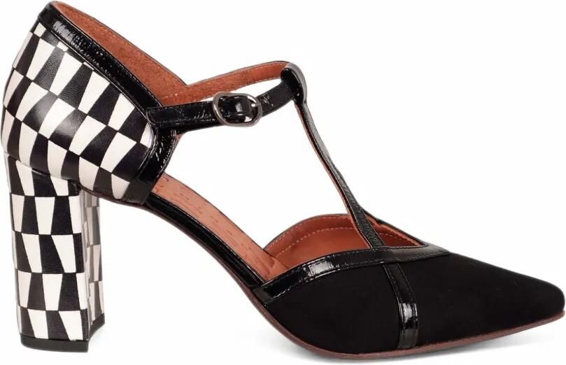 Chie Mihara checkered T-bar pumps Zwart