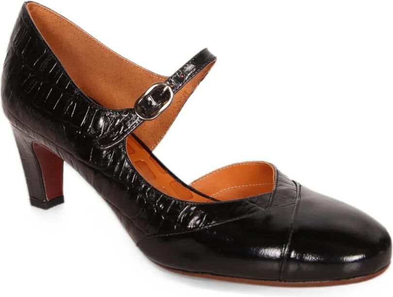 Chie Mihara crocodile-effect buckled pumps Zwart