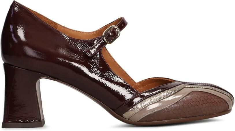 Chie Mihara Feva patent-finish panelled pumps Rood