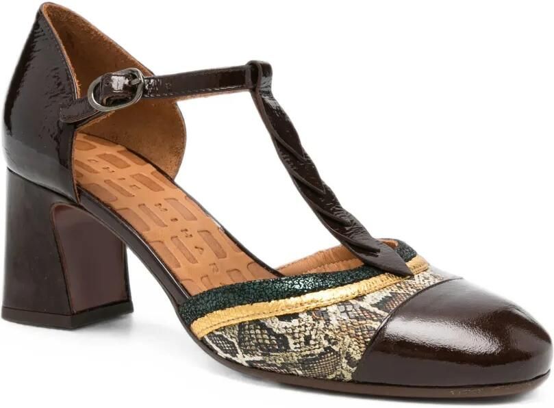 Chie Mihara Filly pumps met T-bandje en hak Bruin
