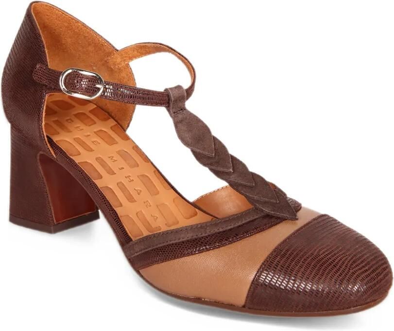 Chie Mihara Filly reptile-effect T-bar pumps Bruin - Foto 3
