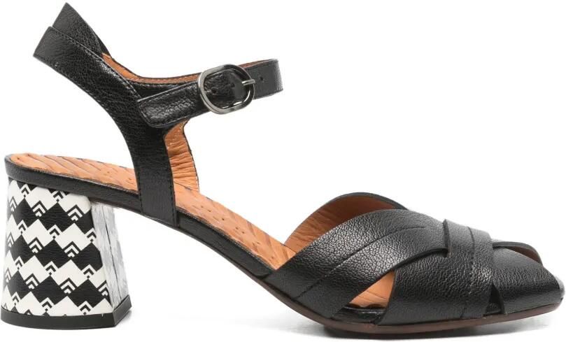 Chie Mihara Geweven sandalen met geometrische hak Zwart
