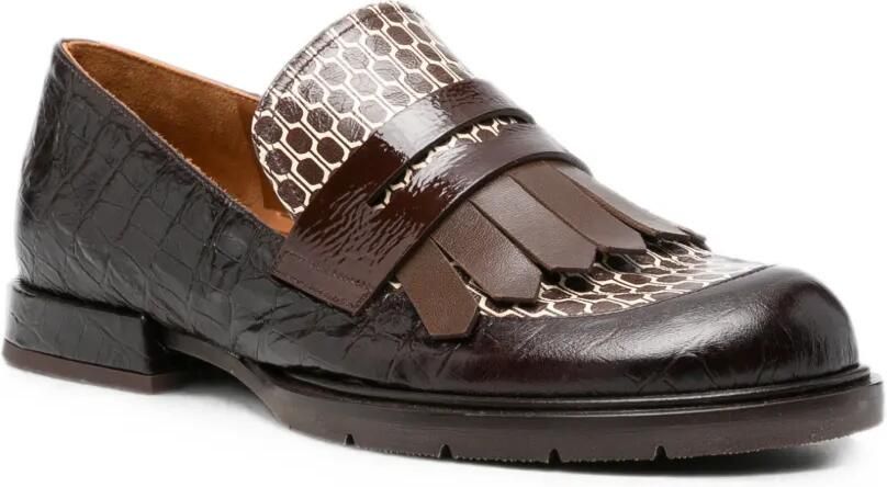 Chie Mihara Jeluse loafers met krokodillen-reliëf en franje Bruin - Foto 2