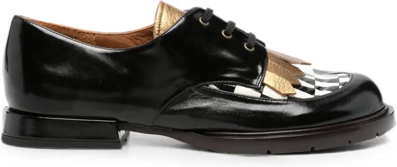 Chie Mihara Jeripa geruite loafers met franje Zwart
