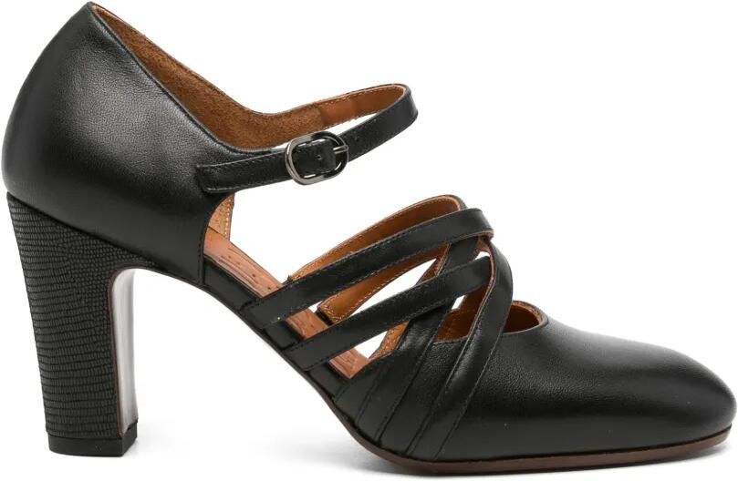 Chie Mihara Match leren pumps met bandjes en hak Zwart