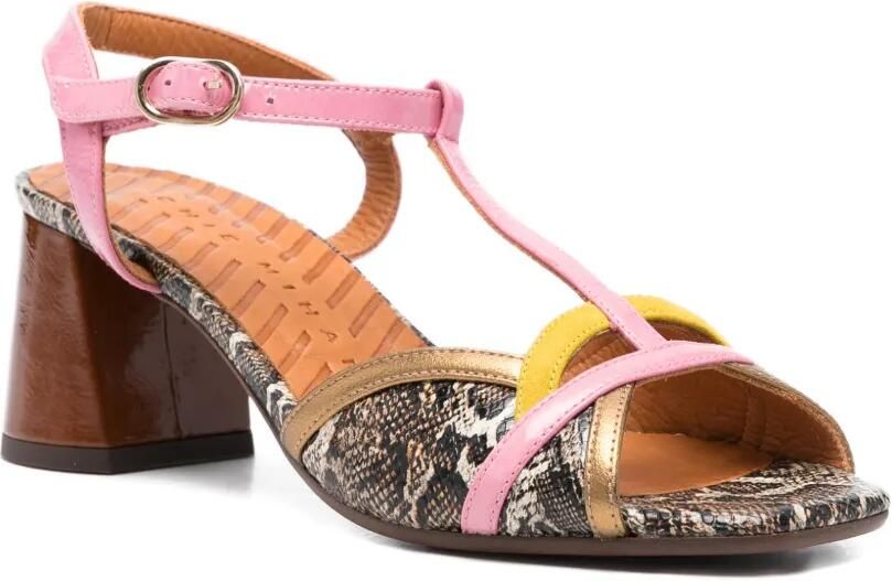 Chie Mihara Ryejo leren sandalen met slangen-effect en T-bandje Bruin - Foto 3