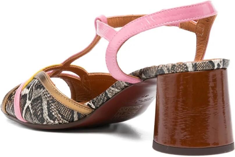 Chie Mihara Ryejo leren sandalen met slangen-effect en T-bandje Bruin - Foto 2