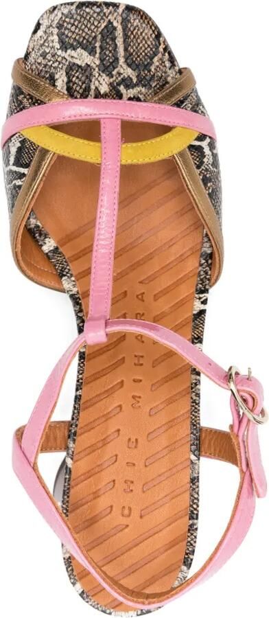 Chie Mihara Ryejo leren sandalen met slangen-effect en T-bandje Bruin - Foto 4