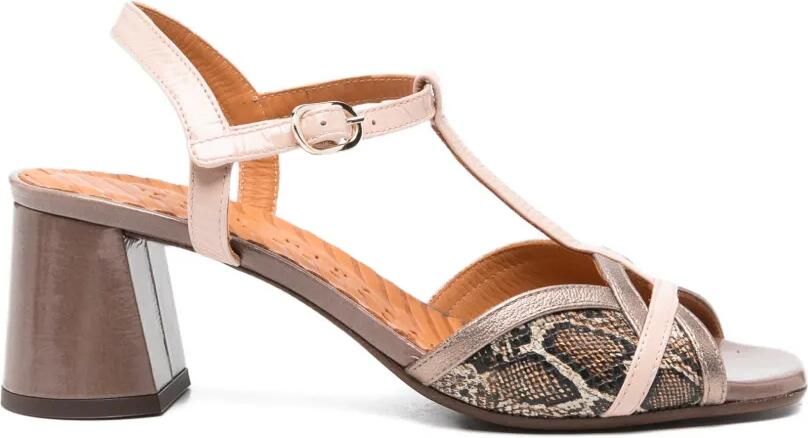 Chie Mihara Ryejo leren sandalen met slangenprint Beige