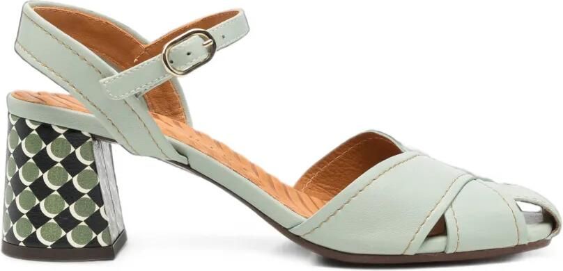 Chie Mihara Sandalen met geometrisch patroon en blokhak Groen