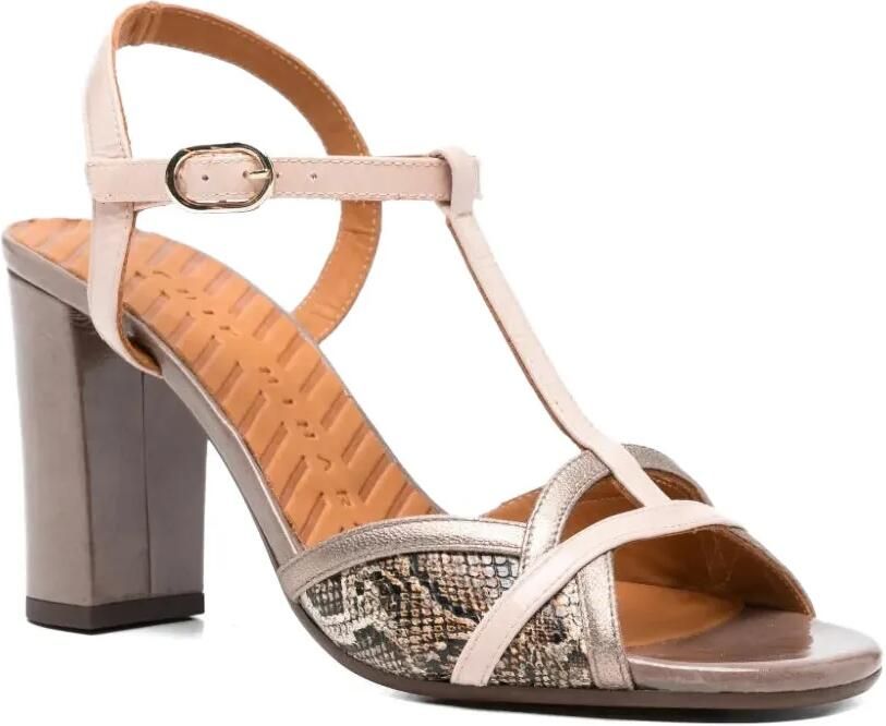 Chie Mihara Sandalen met slangen-effect hak en T-bandje Beige - Foto 3