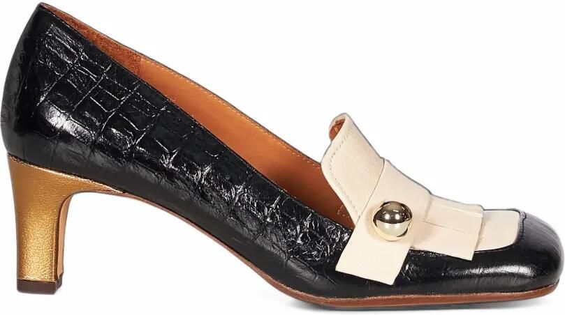 Chie Mihara Shimone pumps met krokodillen-reliëf en franje Zwart