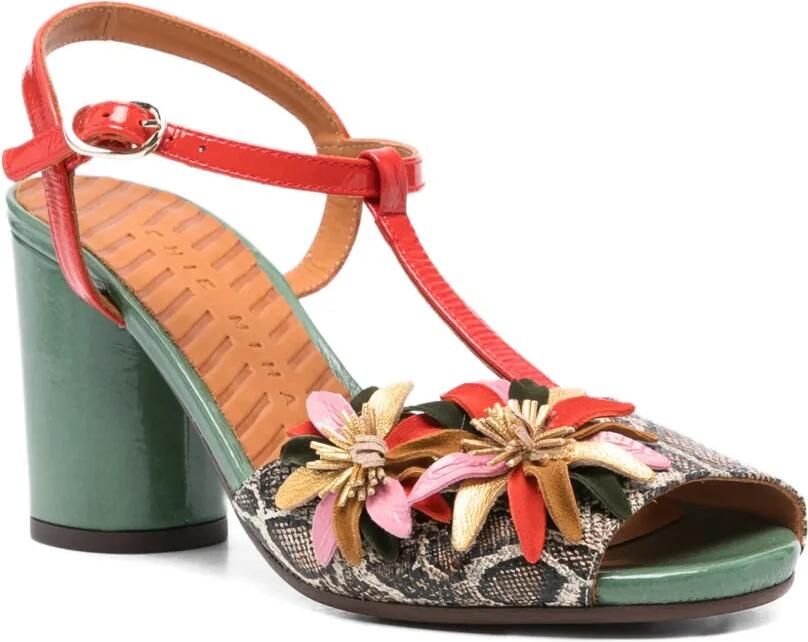 Chie Mihara Uliva leren sandalen met slangen-effect en bloemen Bruin - Foto 3
