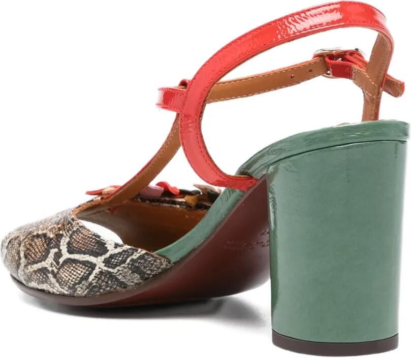 Chie Mihara Uliva leren sandalen met slangen-effect en bloemen Bruin - Foto 2