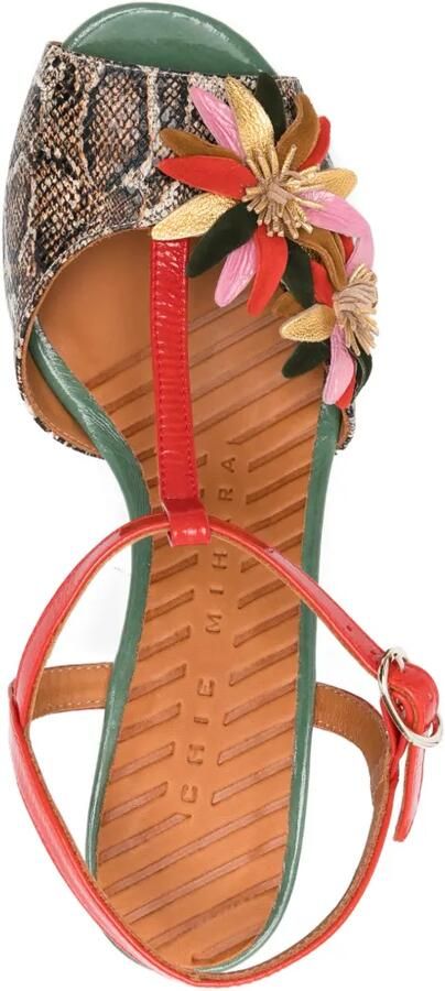 Chie Mihara Uliva leren sandalen met slangen-effect en bloemen Bruin - Foto 4