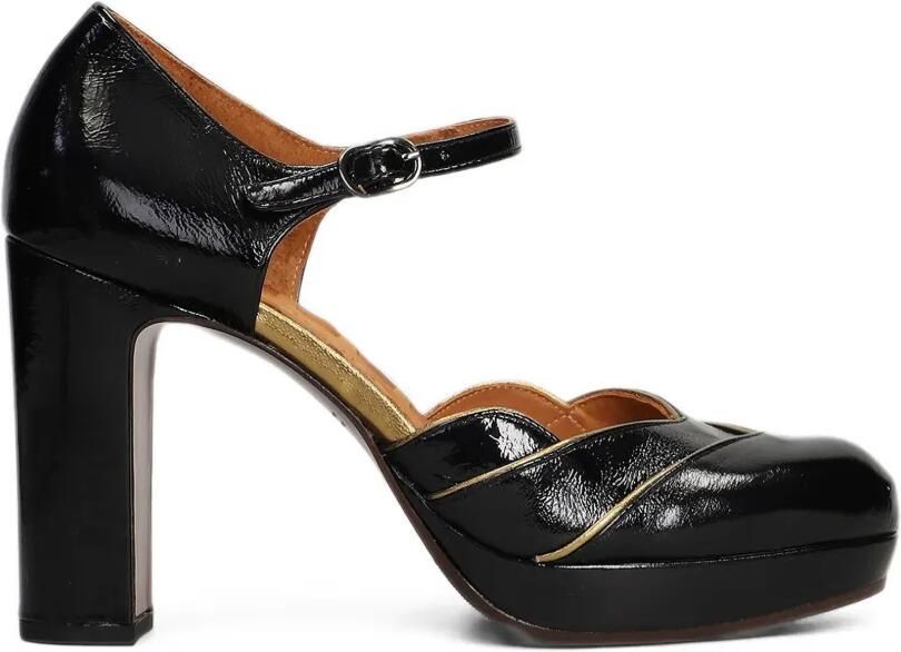 Chie Mihara Uyako patent-finish platform pumps Zwart