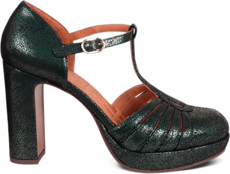 Chie Mihara Uyelo crackle-effect T-bar pumps Groen