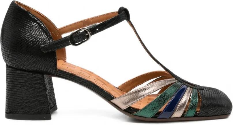 Chie Mihara Vudui leren sandalen met T-bandje en textuur Zwart