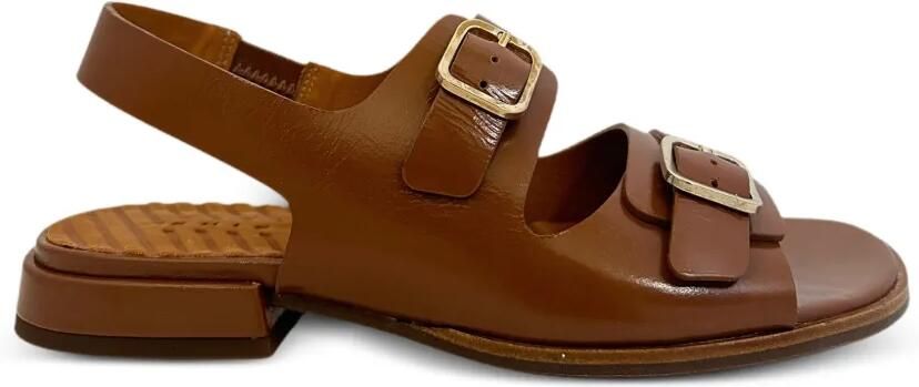 Chie Mihara Wena leren sandalen met gesp Bruin