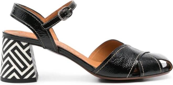 Chie Mihara Roley 60mm patent sandals Zwart