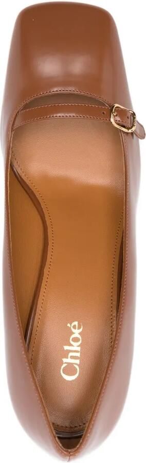 Chloé 75 mm Janis flared pumps met gespdetail Bruin - Foto 4