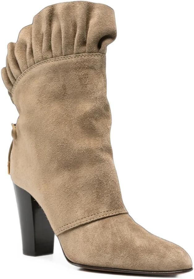 Chloé Anouk enkellaarzen met ruches Beige - Foto 3