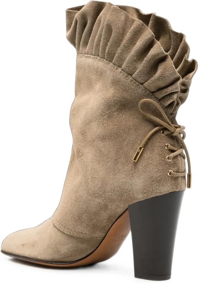 Chloé Anouk enkellaarzen met ruches Beige - Foto 2
