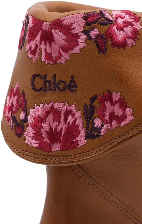 Chloé Azelan leren enkellaarzen met geborduurde bloemen Bruin - Foto 4