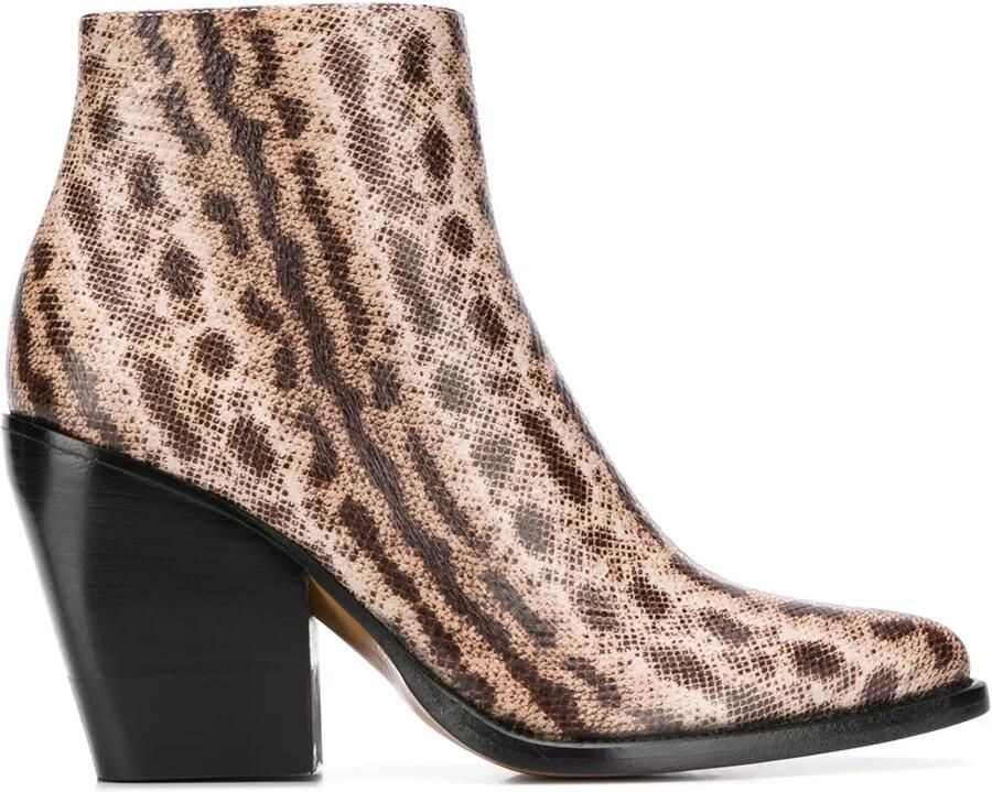 Chloé Enkellaarzen met slangenhuid-effect Beige