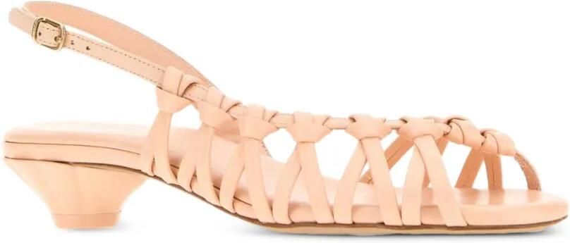Chloé Estra geknoopte leren sandalen Beige - Foto 2