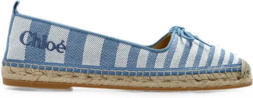 Chloé Gestreepte espadrilles met strik Blauw