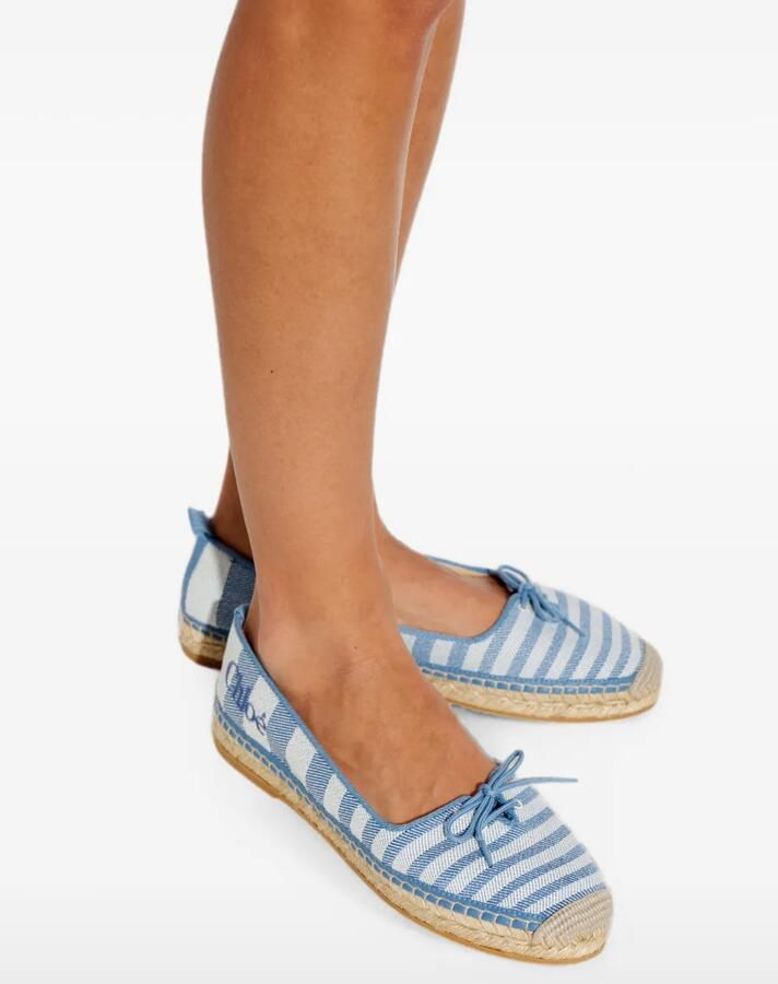 Chloé Gestreepte espadrilles met strik Blauw - Foto 2
