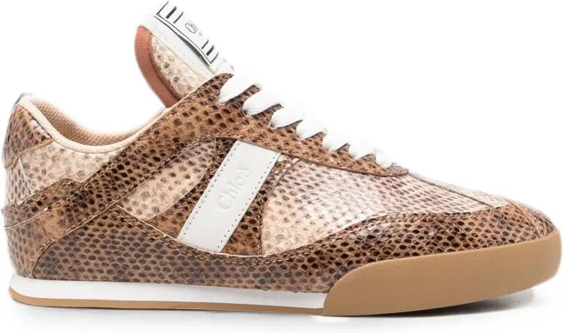 Chloé Kick sneakers met slangen-effect Bruin