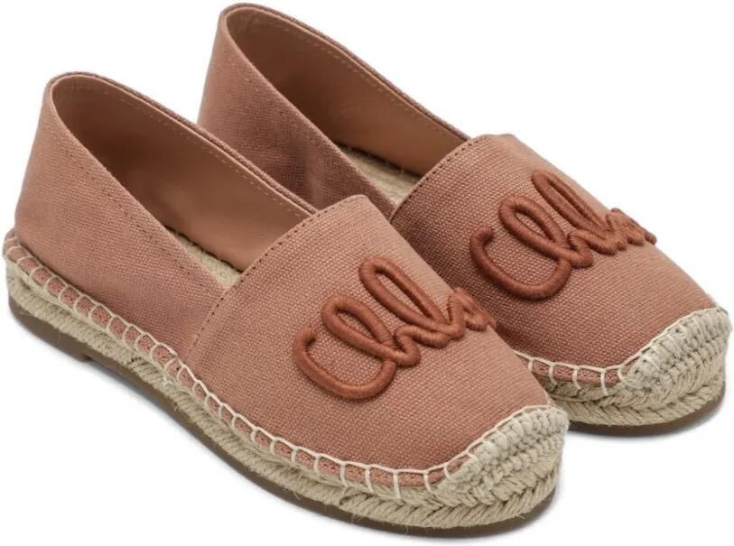 Chloé Kids Canvas espadrilles met geborduurd logo Roze